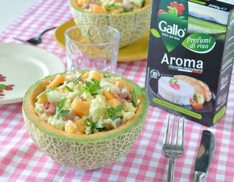 Insalata di riso Basmati con melone e prosciutto crudo 