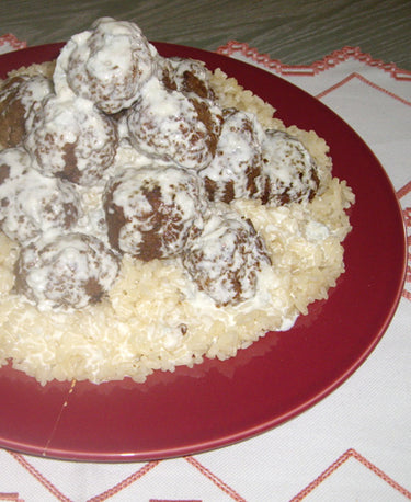 foto ricetta Riso basmati con profitterol di carne con salsa al gorgonzola 