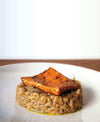 Riso con caffè, trota salmonata e confettura di arance 