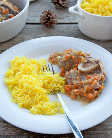 foto ricetta Riso all'orientale un po' milanese: Ossobuco in bianco con Riso Jasmine allo Zafferano 