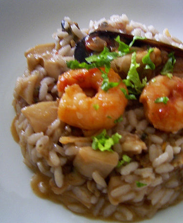 foto ricetta Riso con gamberi,  seppie e cozze in guazzetto al profumo di zenzero 