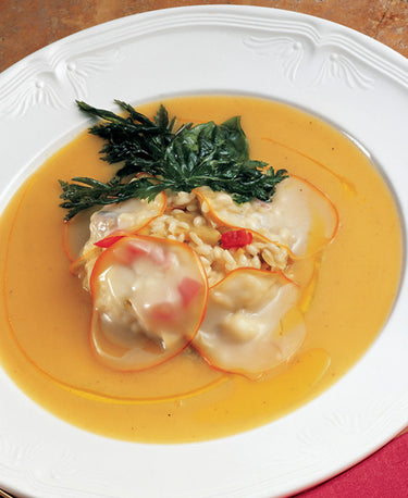 foto ricetta Risotto con funghi, crema di cicerchie, carciofi e scamorza affumicata 