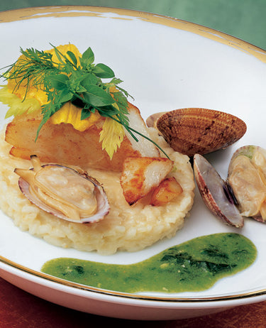 foto ricetta Risotto Carnaroli con merluzzo arrosto e vongole 