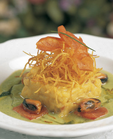 foto ricetta Riso Carnaroli con verza, pancetta e pepe nero in crema di cipolla al rosmarino 