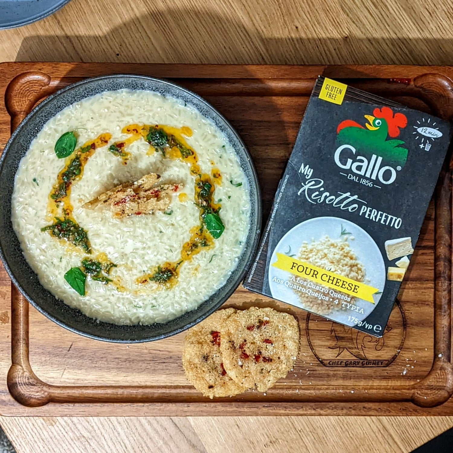 FIVE CHEESE RISOTTO & PARMESAN & CHILLI TUILE 