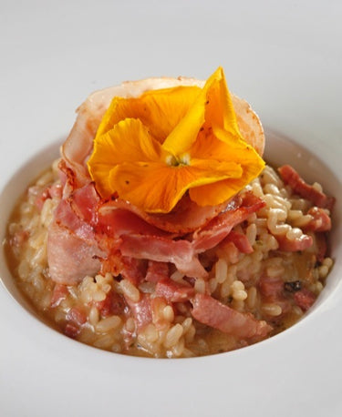 STEINPILZ-RISOTTO MIT PANCETTA (BAUCHSPECK) 