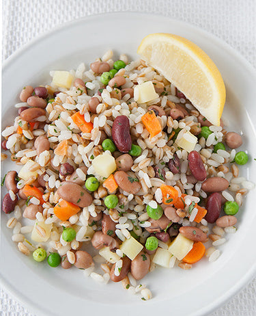 INSALATA DI RISO CON LEGUMI 3 CEREALI RISO, FARRO E ORZO 