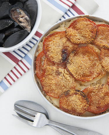 TIELLA DE RIZ, POMMES DE TERRE ET MOULES (POUILLES) 