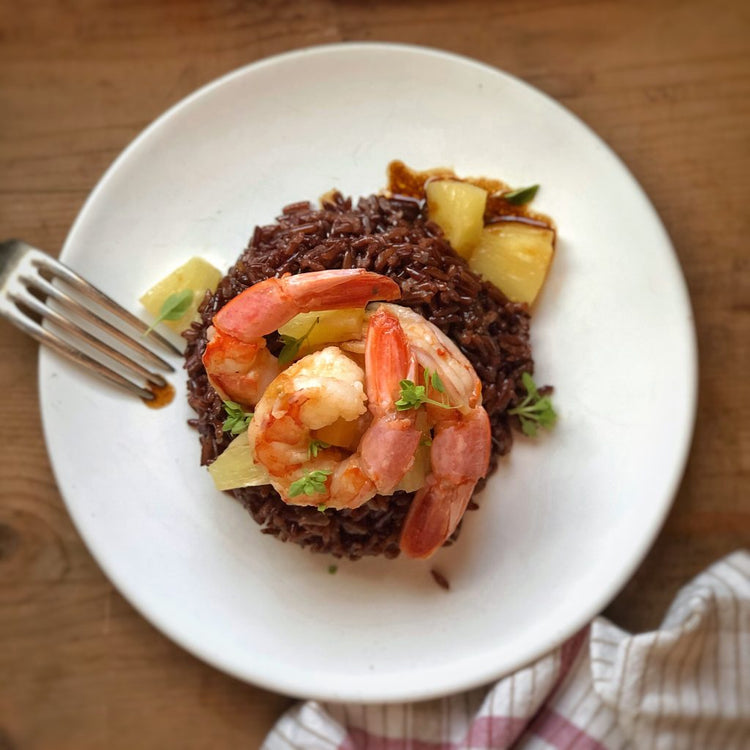 foto ricetta Riso Rosso con gamberi e ananas alla paprika 
